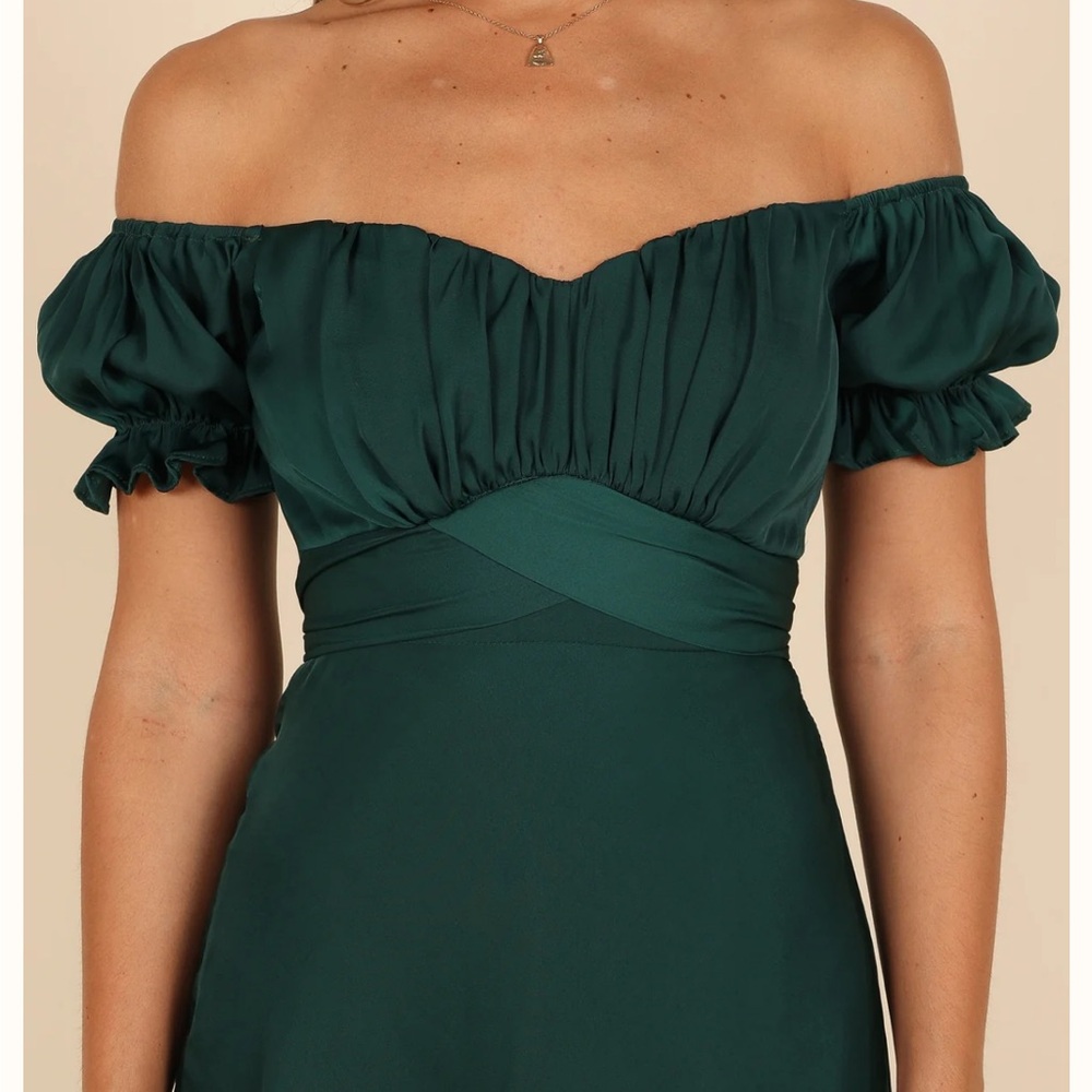 NWT Petal & Pup Mickenna Sweetheart Frill Midi Dress Emerald Green - Picture 6 of 7